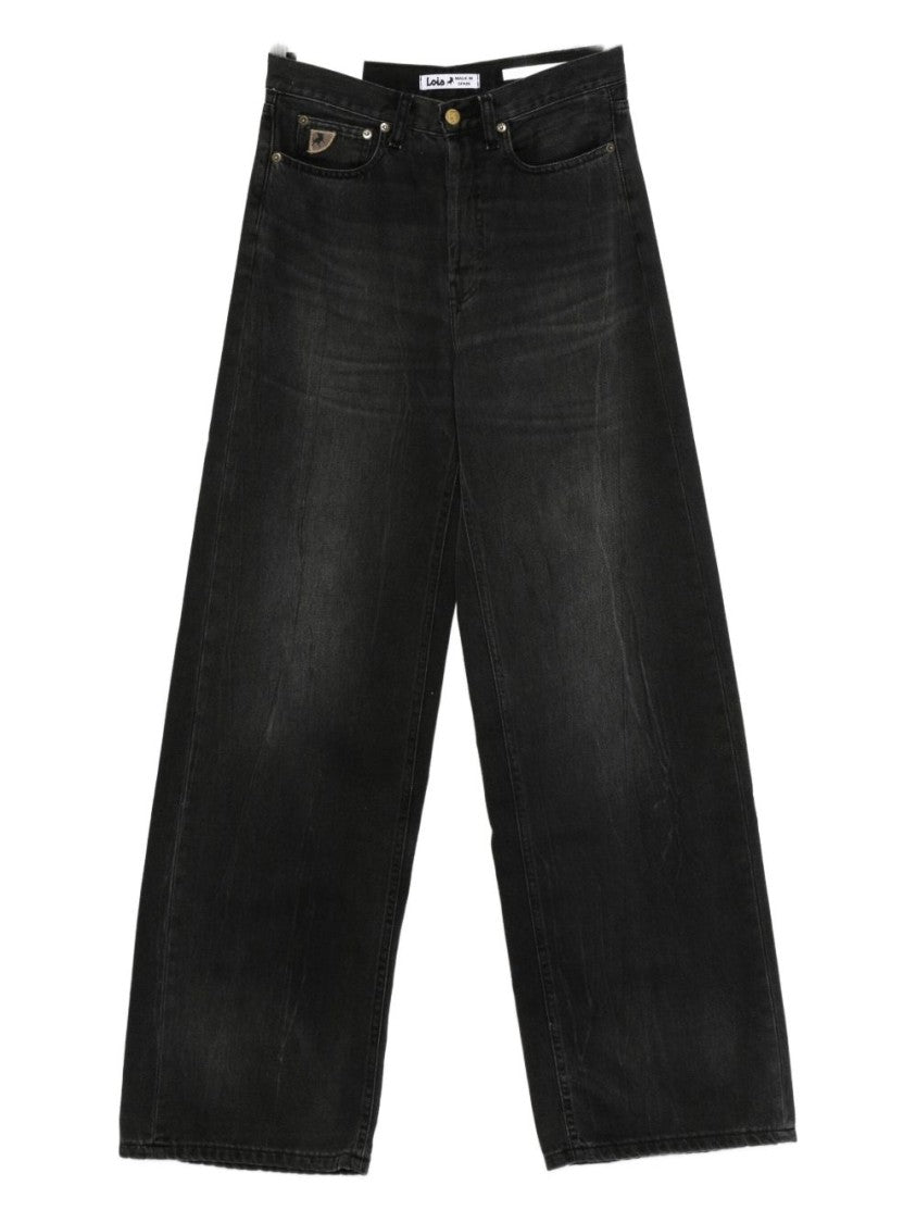 Iois Wide-Leg Black Jeans With High Waist