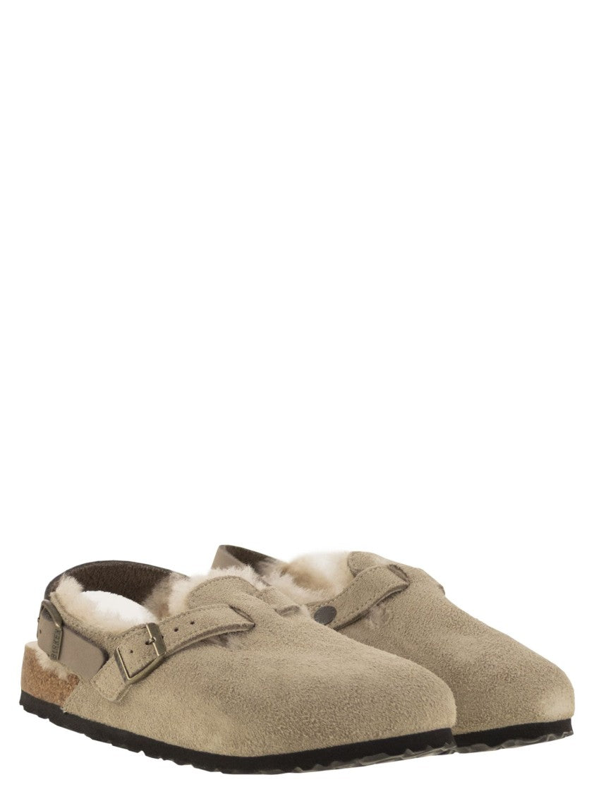 Birkenstock Tokio Shearling - Suede And Lambskin Slippers