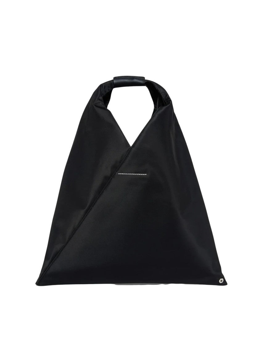 Mm6 By Maison Margiela Black Tabi Satin Clip Closure Shoulder Bag