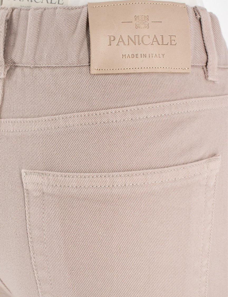 Panicale High-Waisted Champagne Trousers With Jewel Turn-Ups