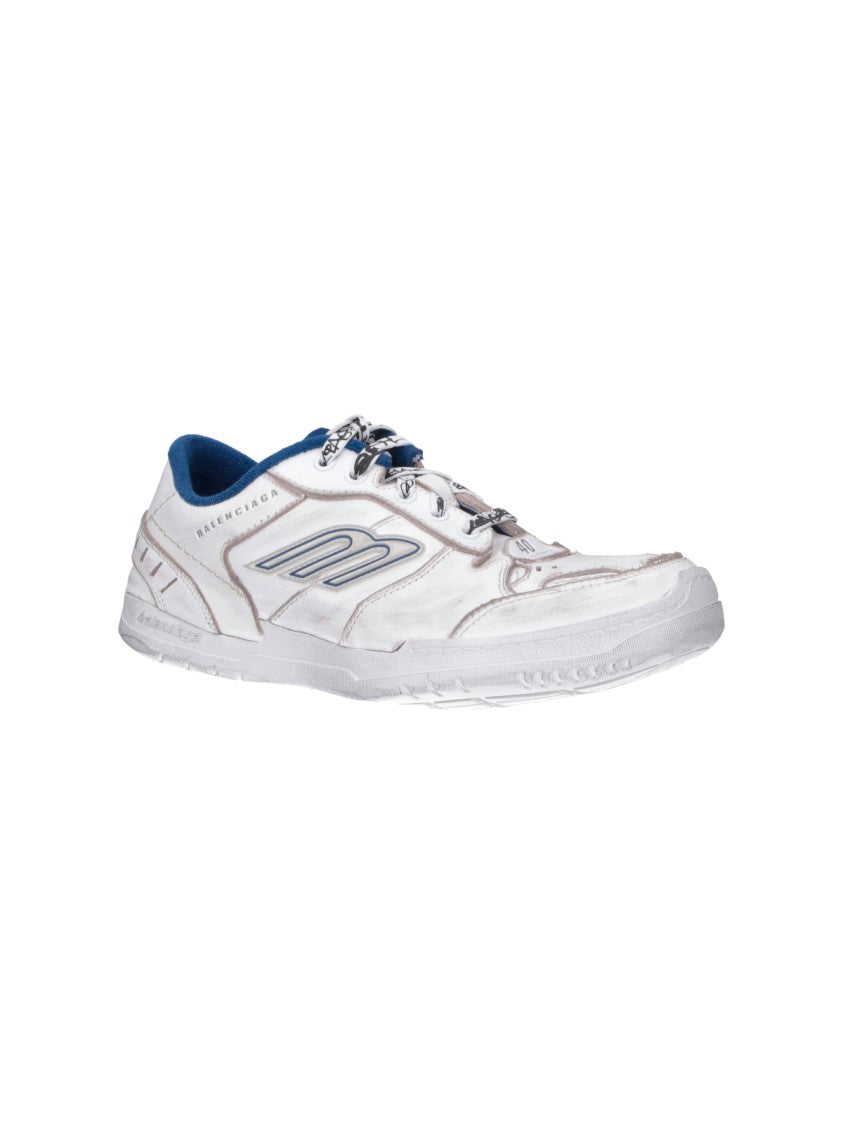 Balenciaga White Hamptons Calfskin Leather Low-Top Sneakers