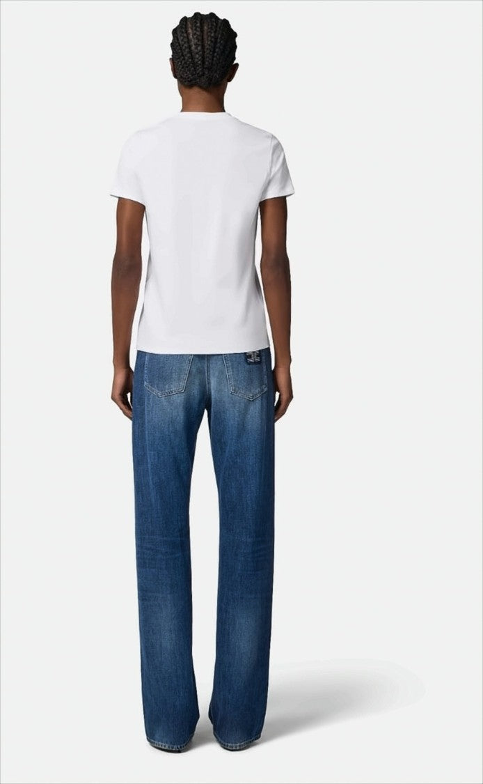 Elisabetta Franchi Cotton Jersey T-Shirt With Double Logo Embroidery