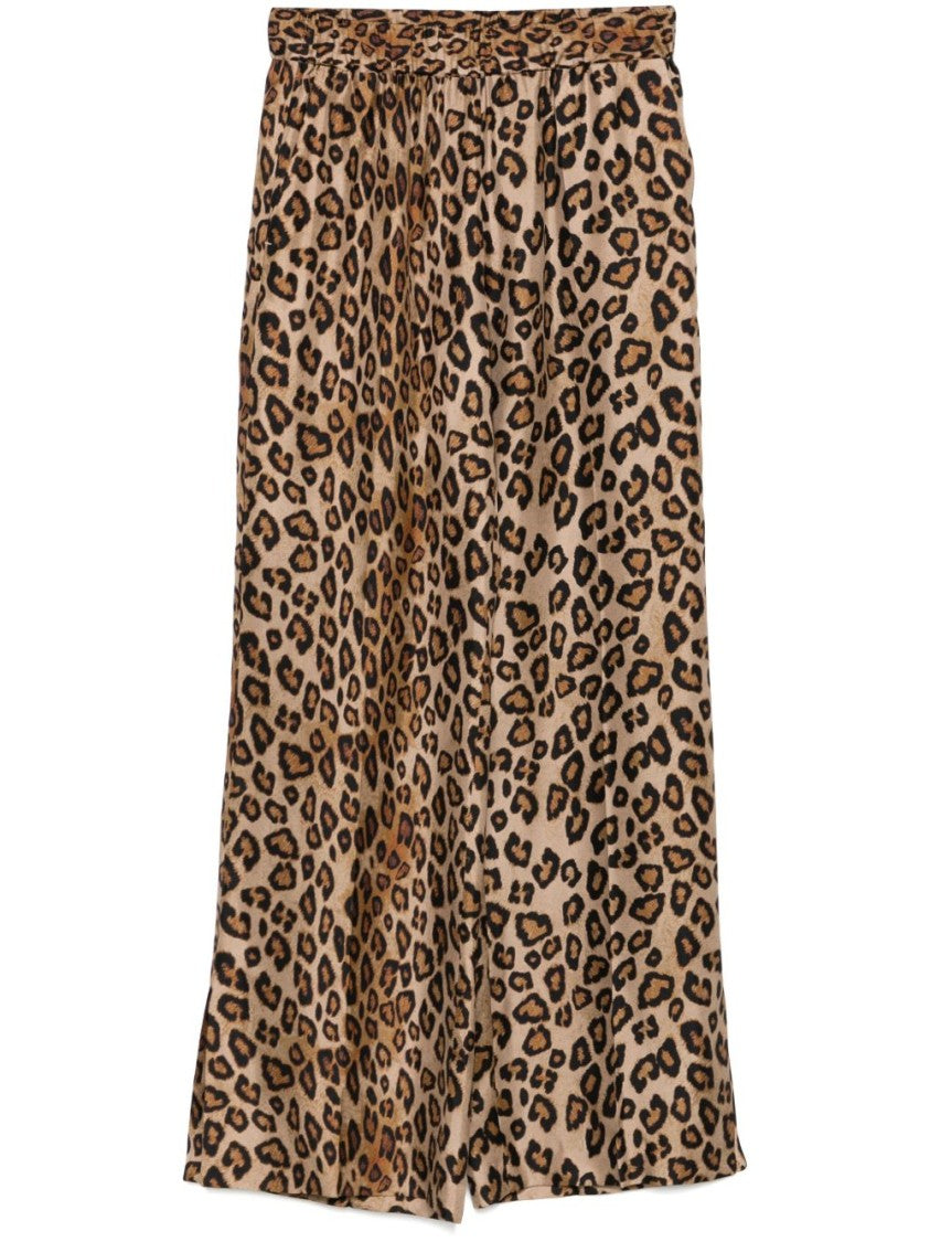 Alberto Biani Leopard Print Wide-Leg Trousers With Relaxed Fit