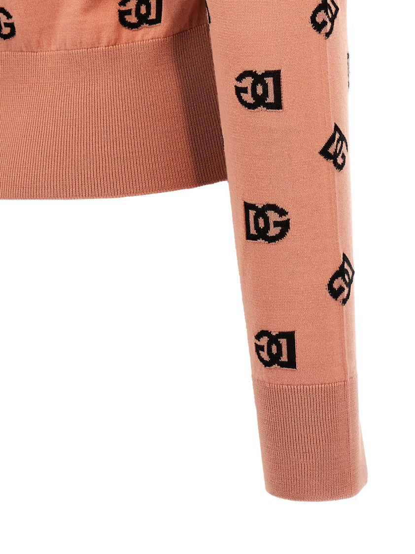 Dolce & Gabbana All-Over Logo Jacquard Wool And Silk Sweater