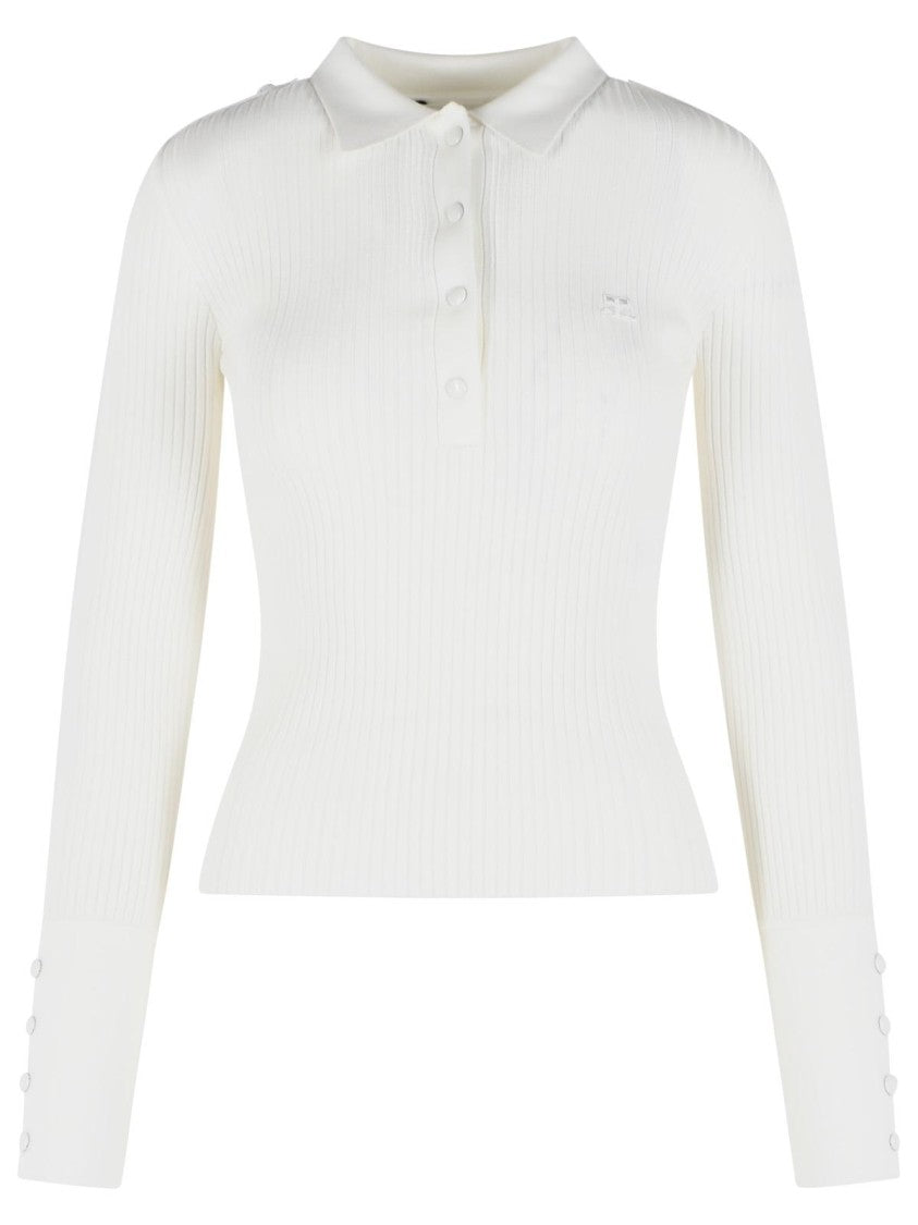 Courrèges White Viscose Blend Polo Shirt