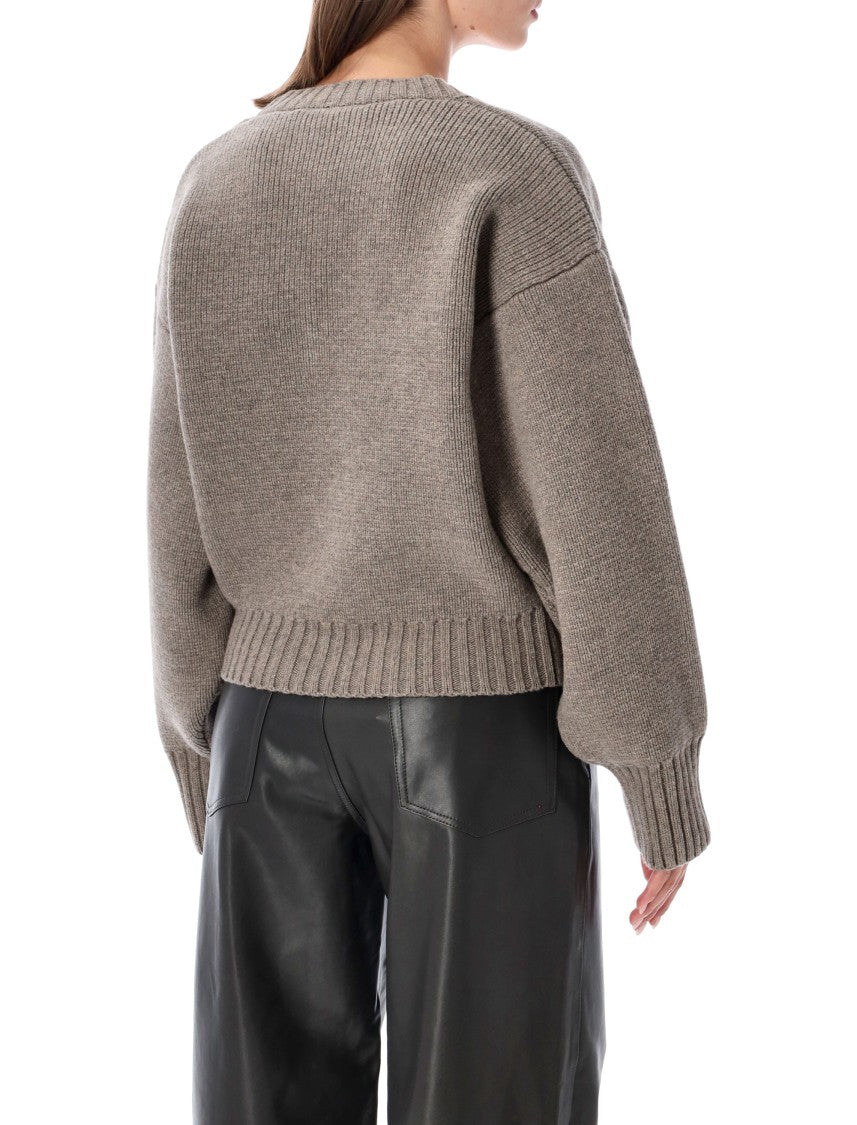 Róhe Sculptural Compact V-Neck Pullover With Ribbed Details