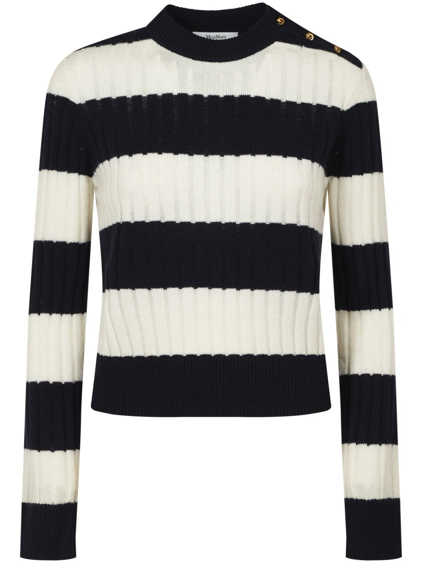 Max Mara Ribbed Texture Top With Contrasting Stripes