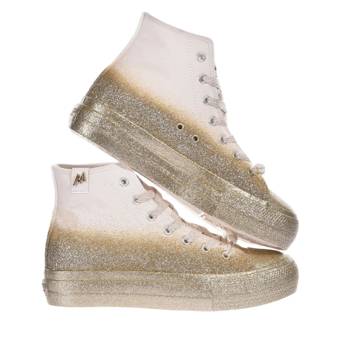 Mimanera Mimanera Airlines Platform Gold Glitter Sneakers
