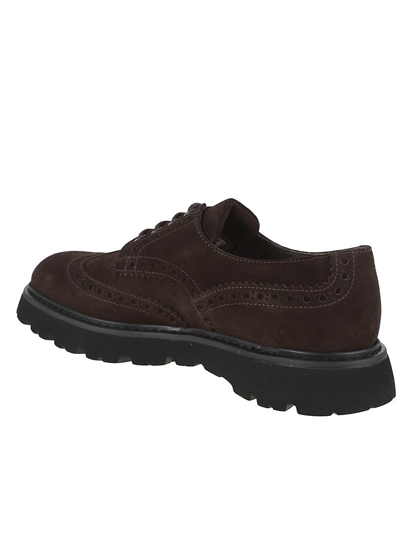 Doucal's Wingtip Brogue Shoes In Brown Suede