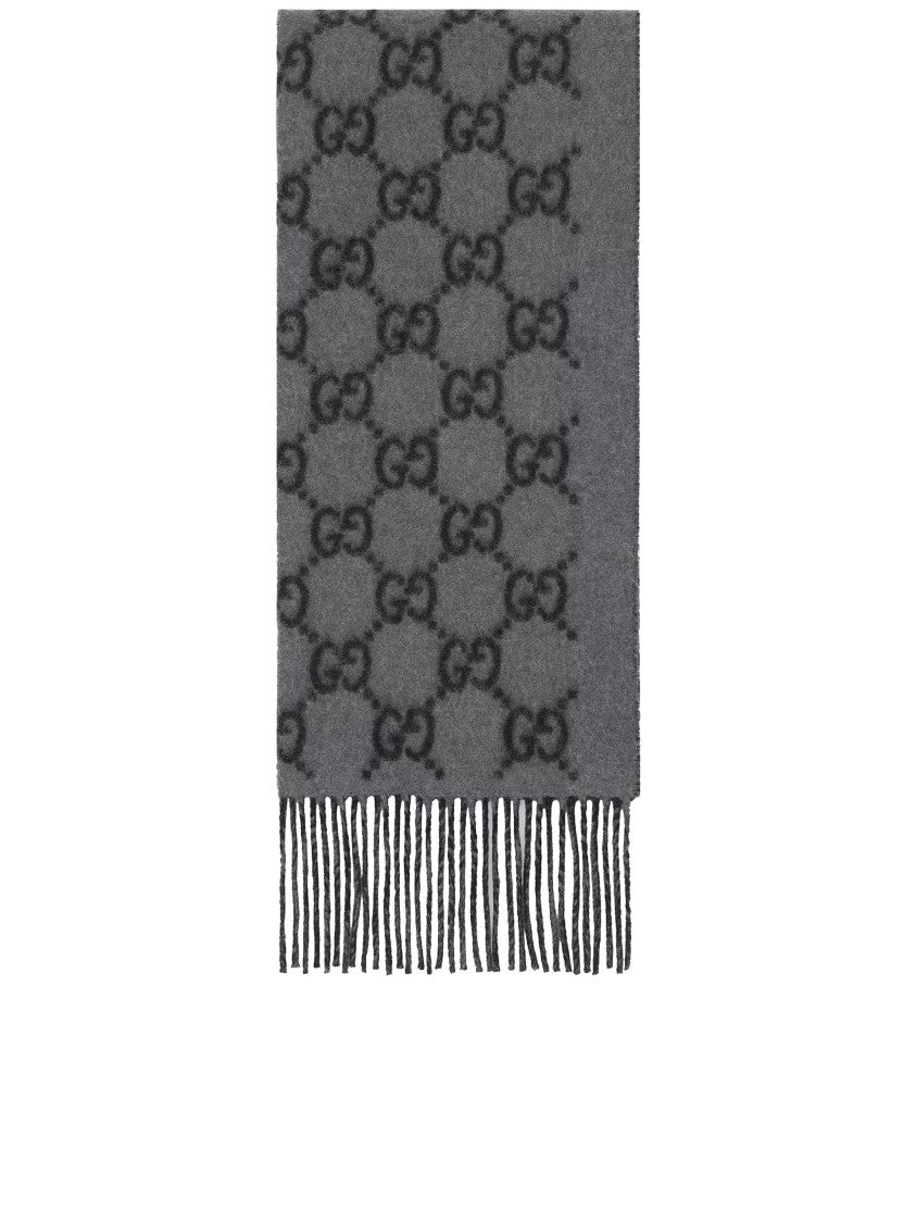 Gucci Grey New Canvy Reversible Cashmere Scarf