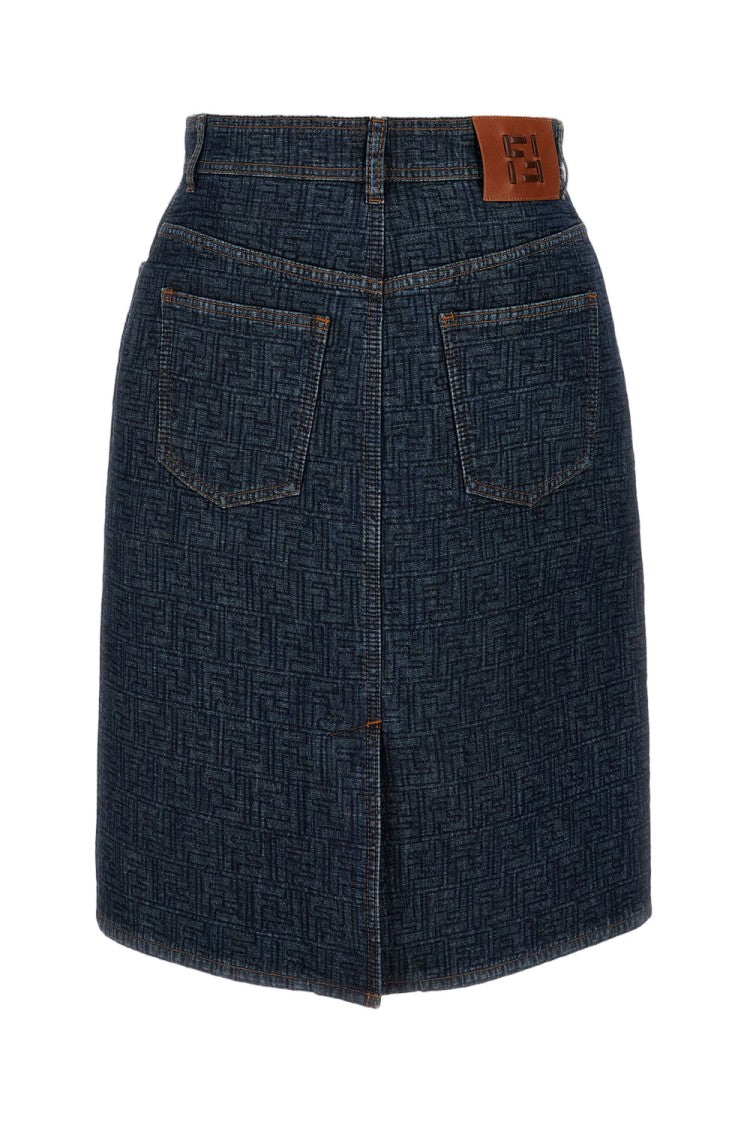 Fendi Ff Padded Denim Skirt