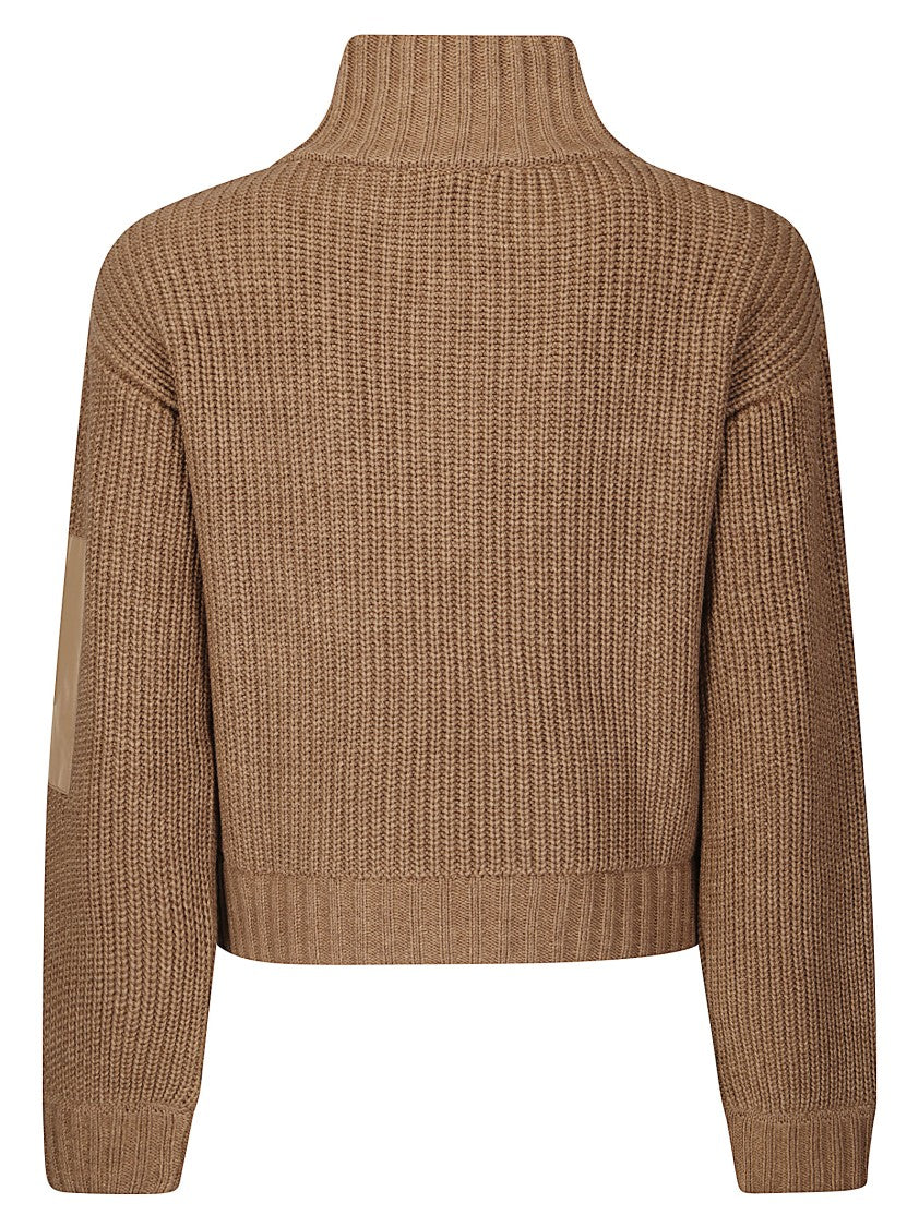 Baum Und Pferdgarten Short Military-Inspired Sweater With High Collar And Zip Closure