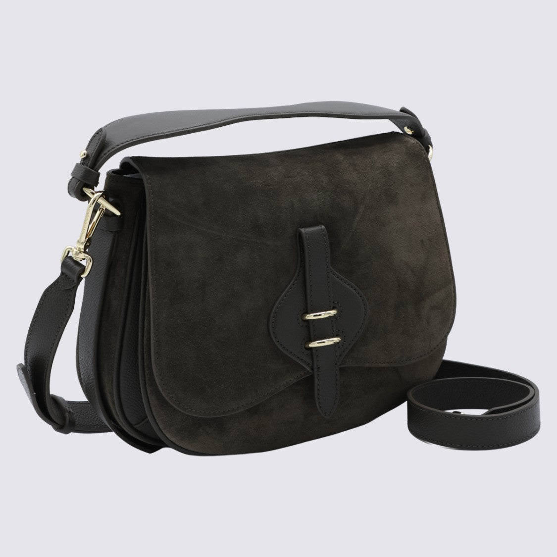 Coccinelle Structured Black Suede And Pebbled Leather Bag