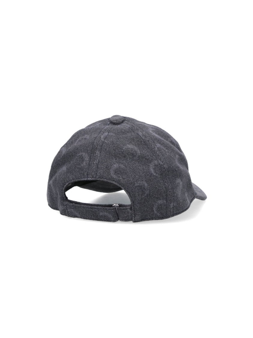 Marine Serre Grey Baseball Cap With Crescent Moon Pattern