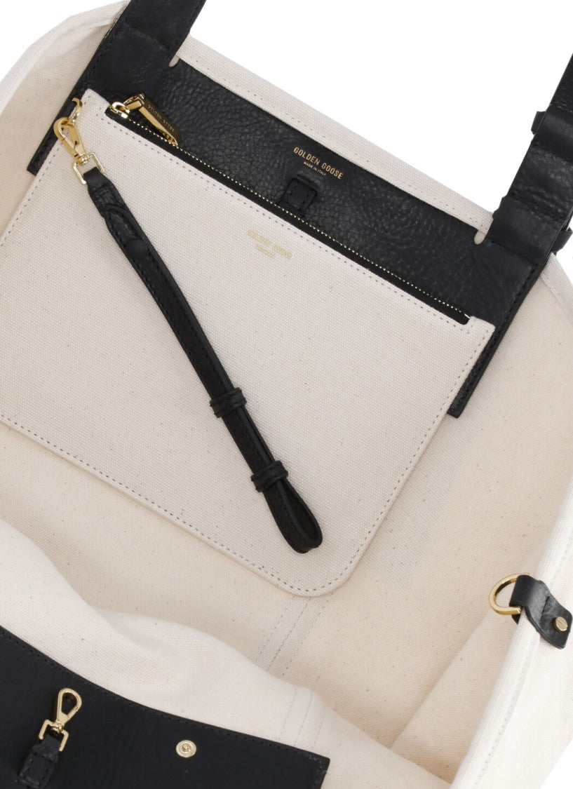 Golden Goose Ivory Canvas Shopper Bag