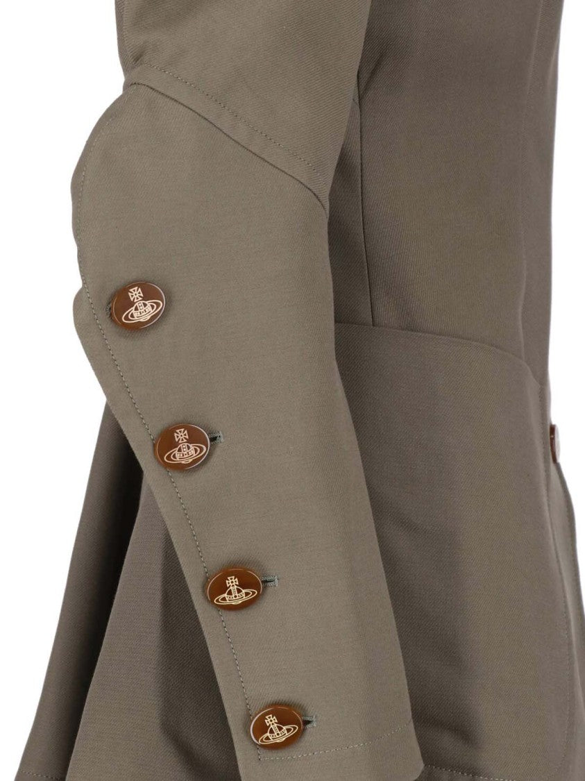 Vivienne Westwood Gale Taupe Wide Collar Cotton-Blend Jacket