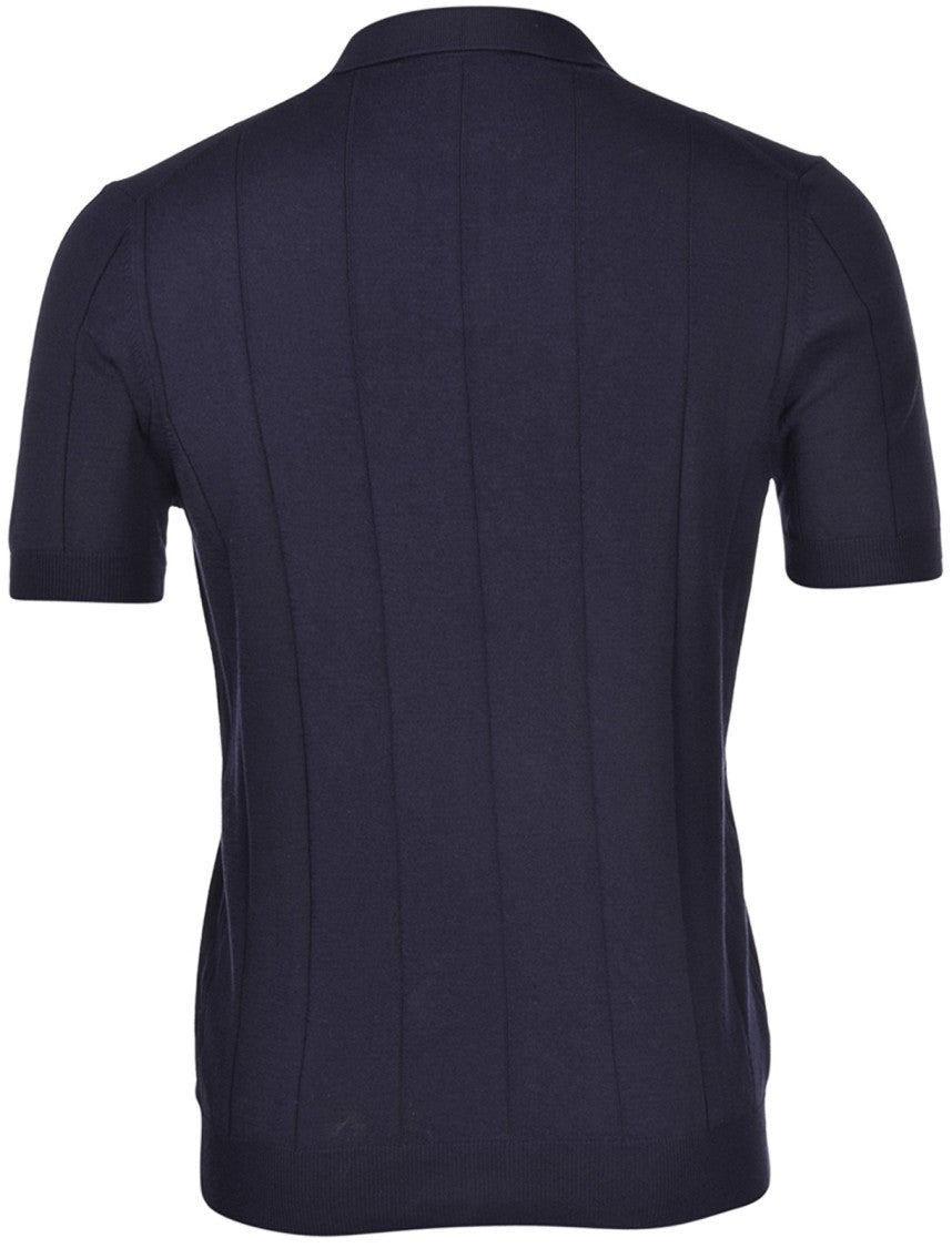 Paolo Fiorillo Capri Fitted Blue Knit Polo Shirt