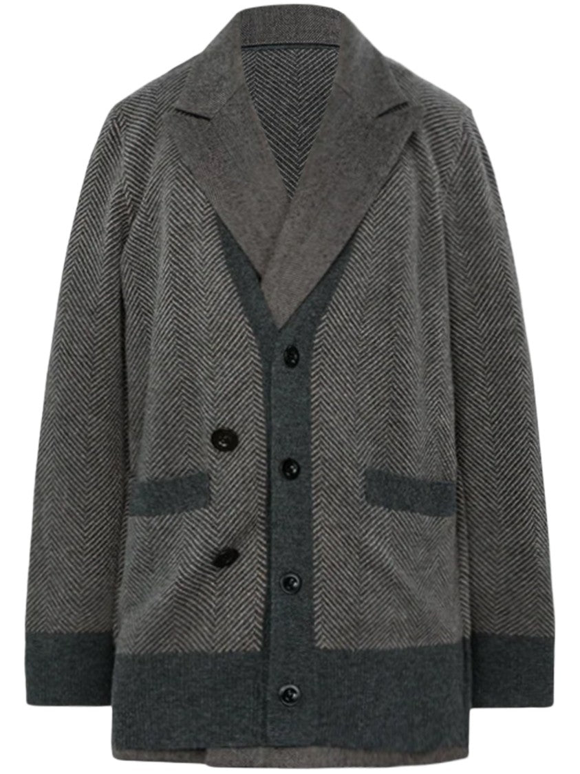 Sacai Double Faced Herringbone X Wool Knit Jacket