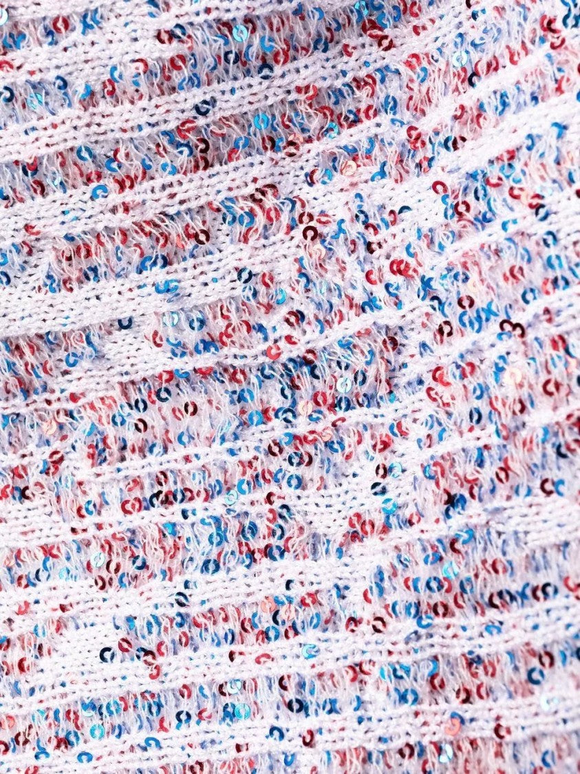 Balmain Textured Knit Mini Dress With Structured Shoulders And Speckled Pattern