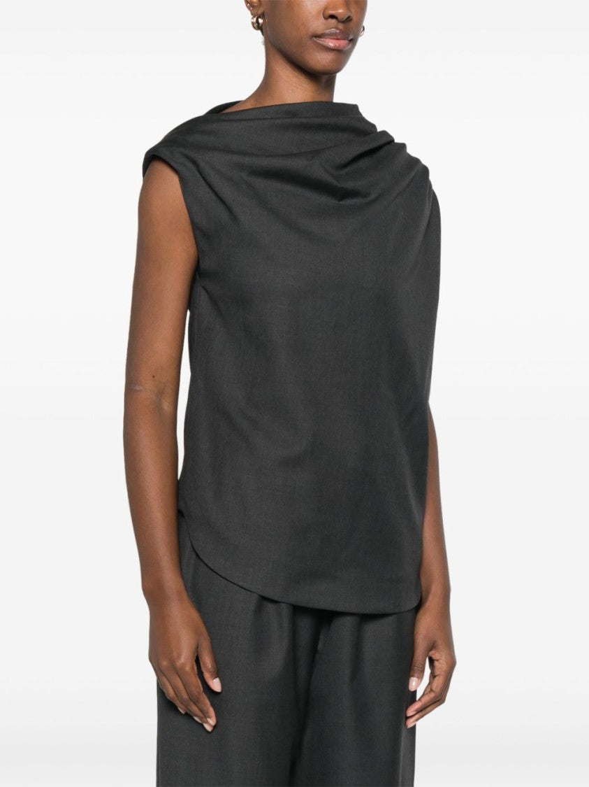 Loulou Studio Anthracite Grey Lyra Blouse