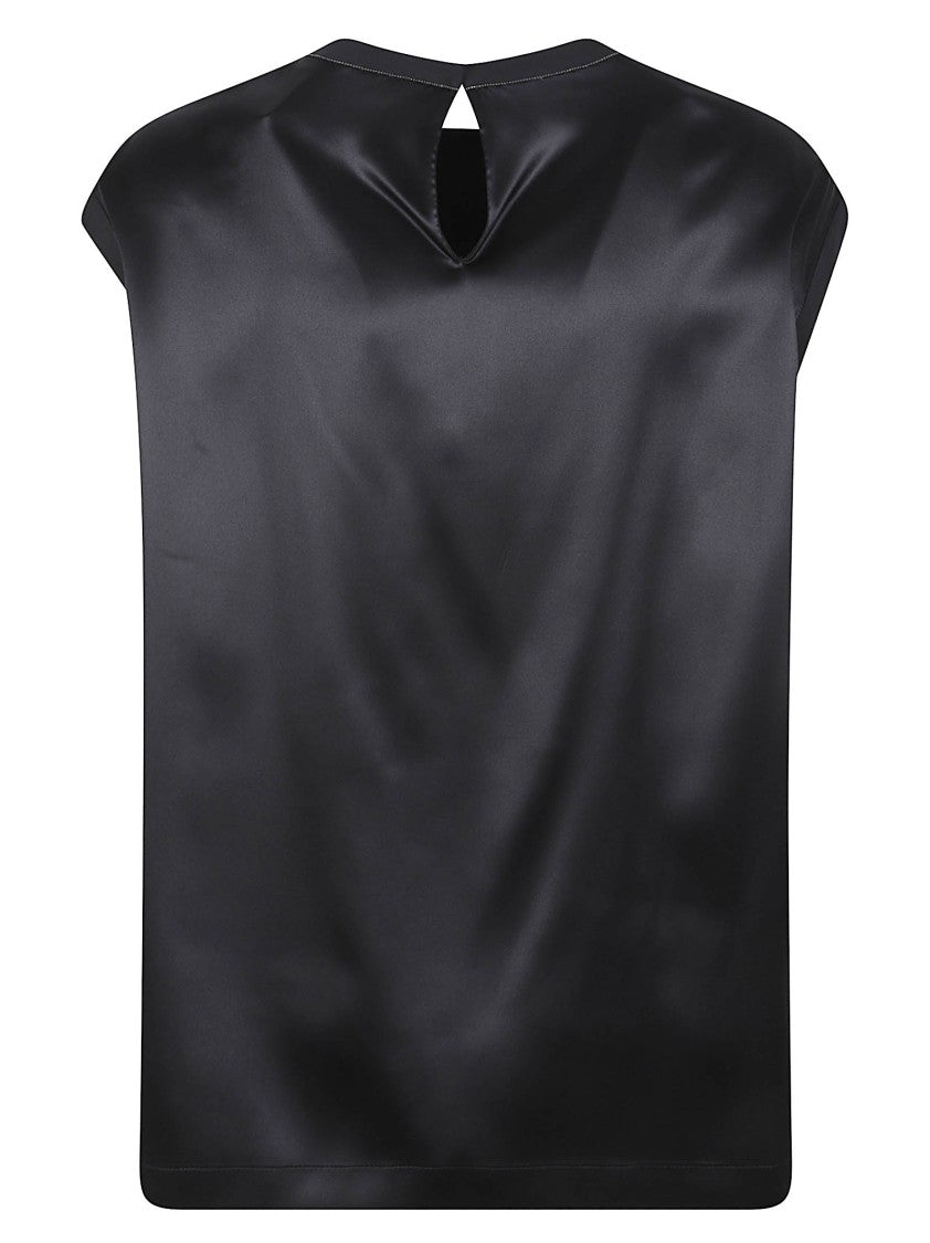 Brunello Cucinelli Short-Sleeved Silk Blend Top