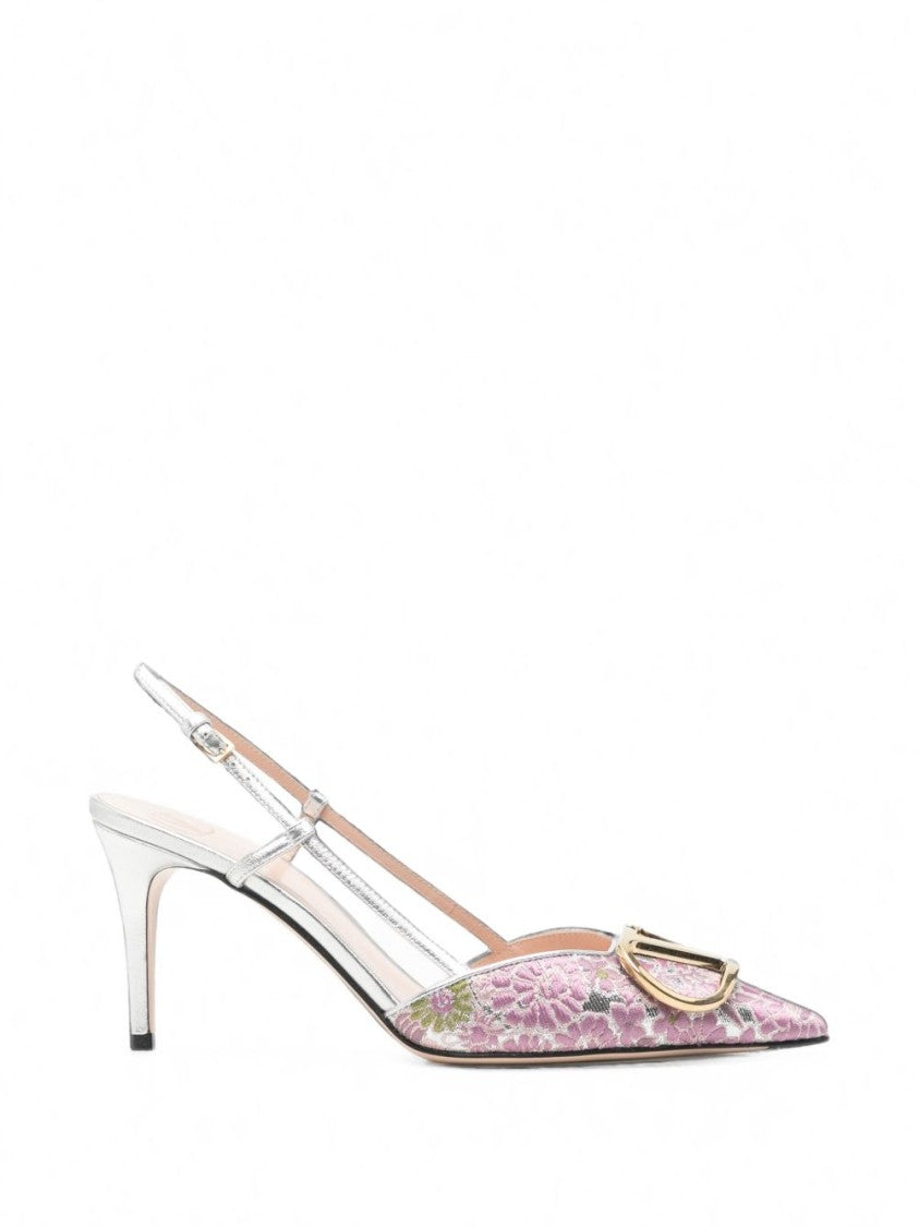 Valentino Garavani Pointed-Toe Floral Jacquard Slingback Pumps