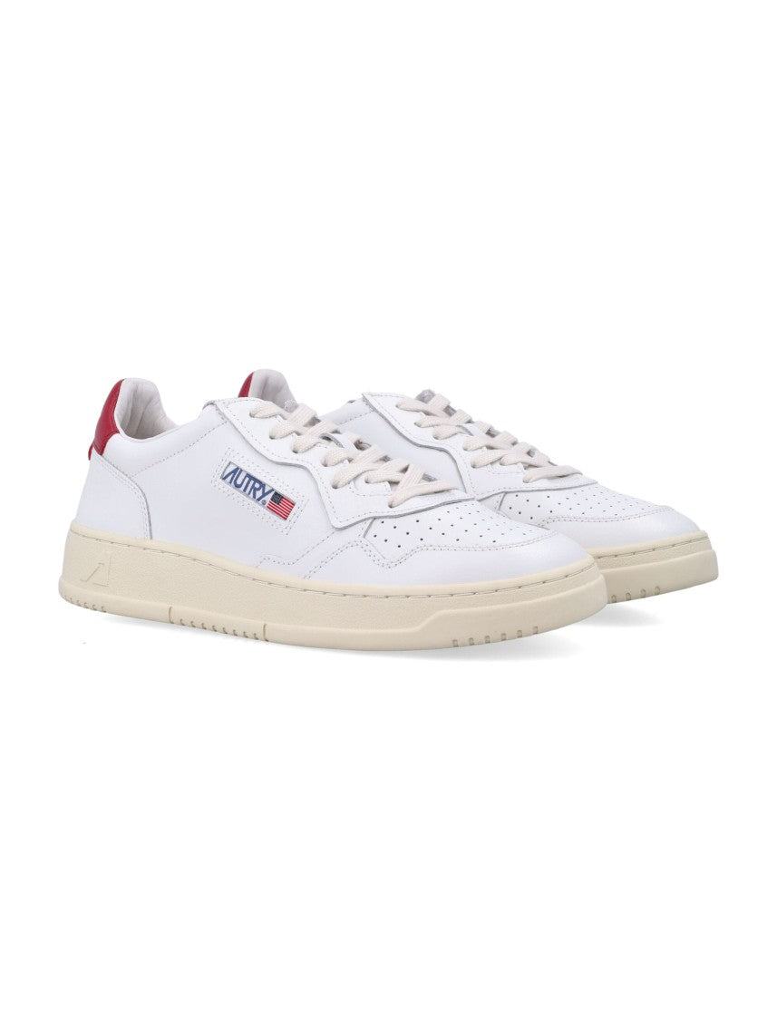 Autry Smooth White Leather Low-Top Sneakers With Perforated Toe Detail