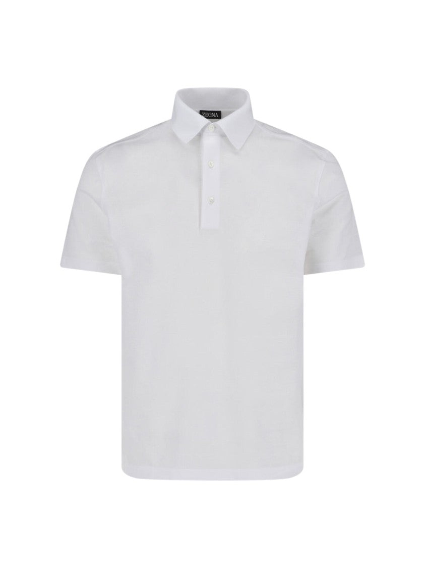 Zegna White Cotton Classic Collar Polo Shirt