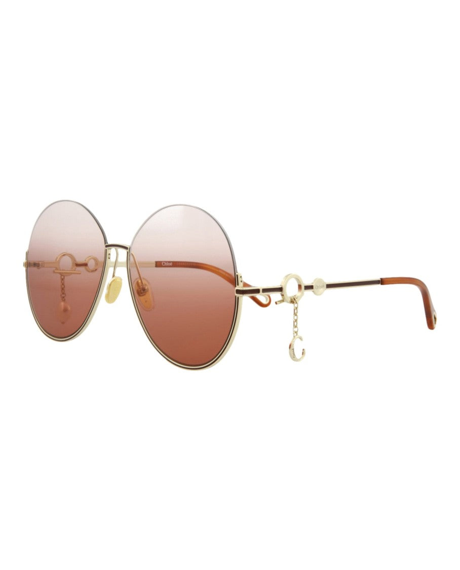 Chloé Round-Frame Metal Sunglasses