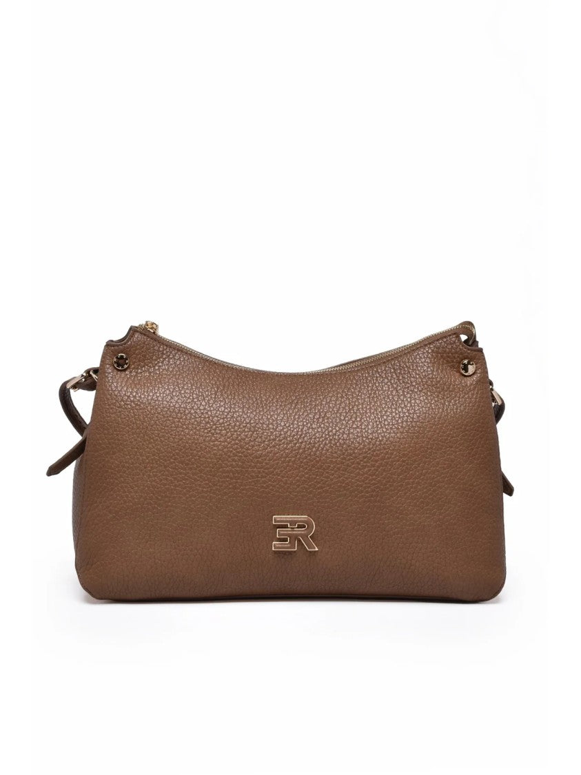 Ermanno Firenze Unity Shoulder Bag In Textured Taupe Polyurethane