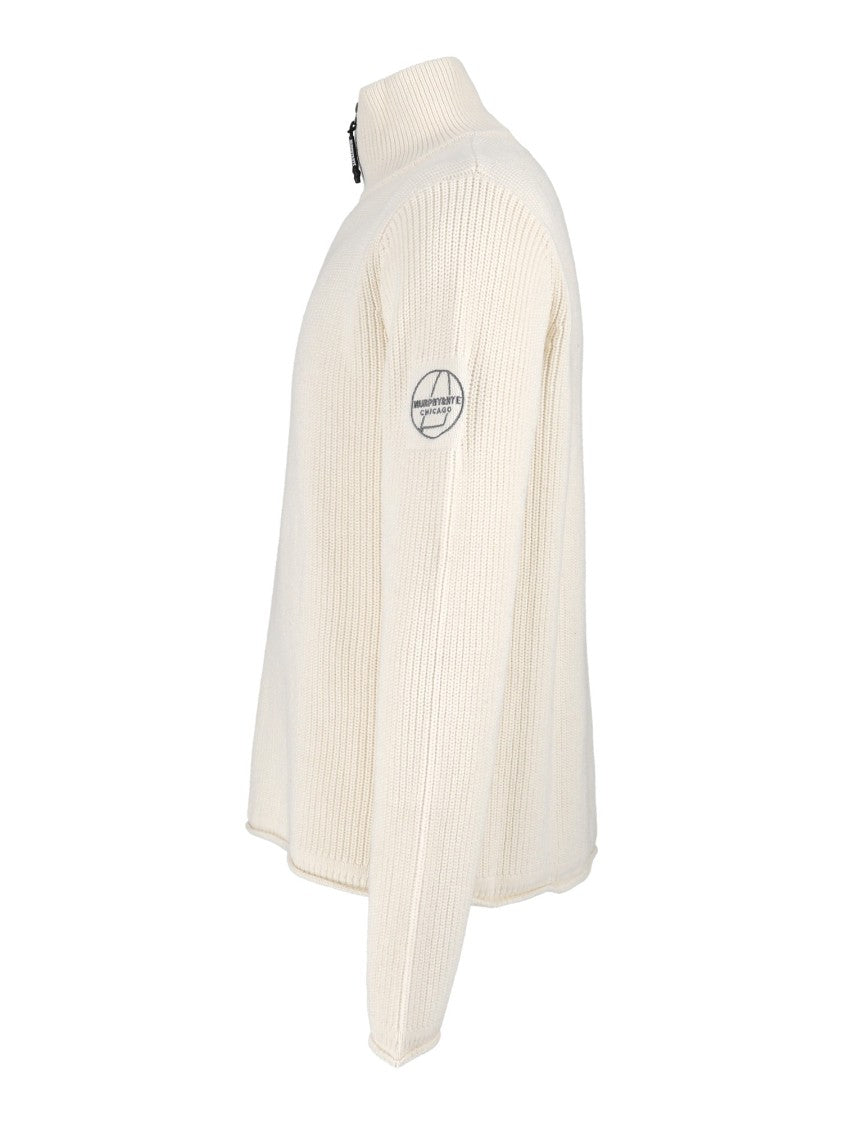 Murphy & Nye Whisper White Fender High-Neck Half-Zip Sweater