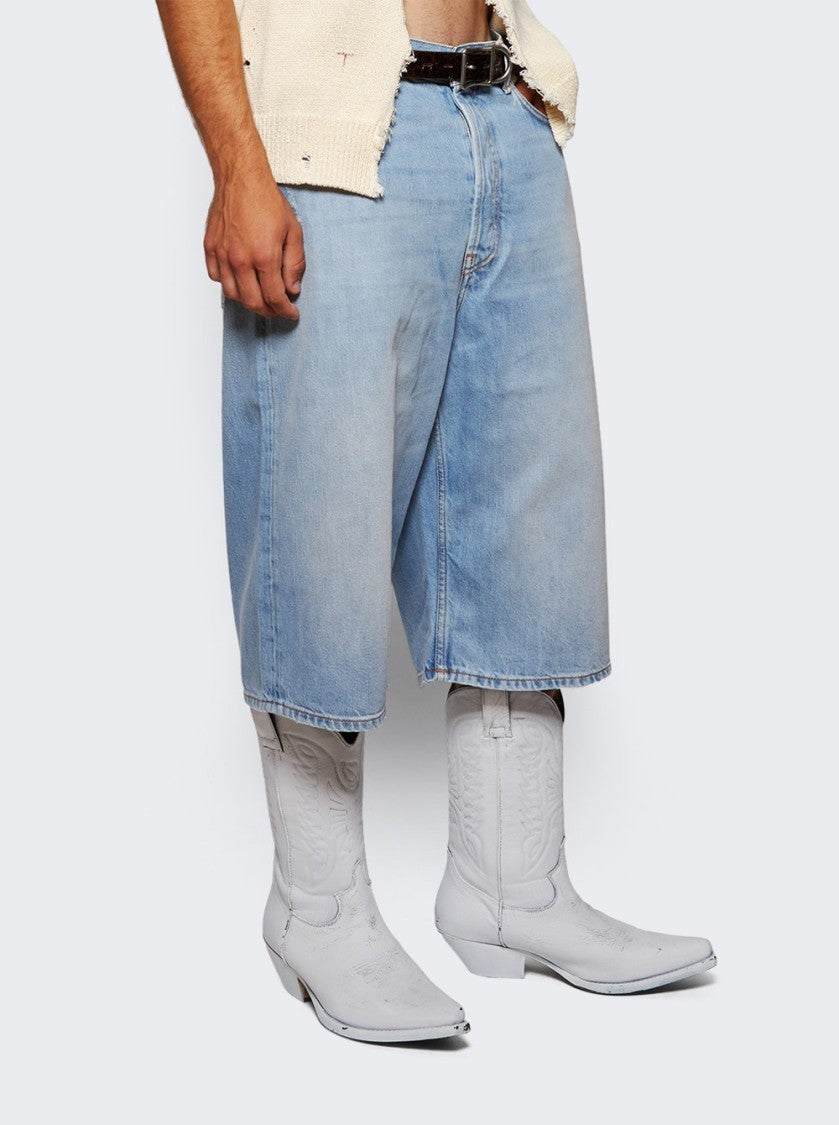 Mm6 By Maison Margiela Pointed Toe Leather Boots With Embroidery And Stacked Cuban Heel