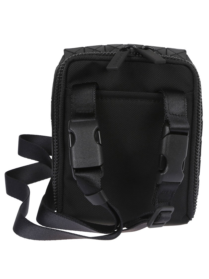 Bao Bao Issey Miyake Geometric Texture Leather Shoulder Bag With Zip Closure