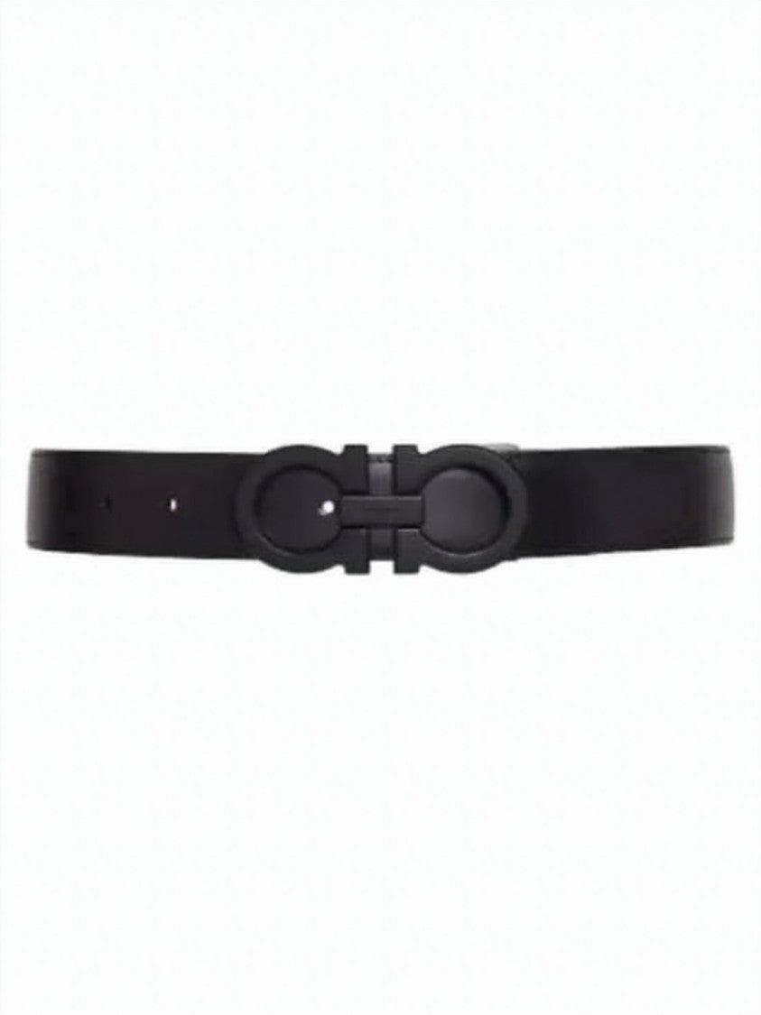 Salvatore Ferragamo Matte Black Calf Leather Belt
