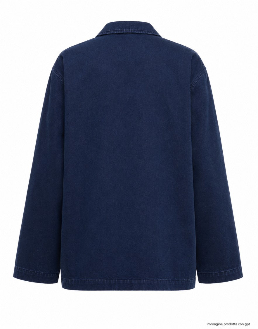 Eat Dust 673 Structured Denim Jacket With Classic French Collar
