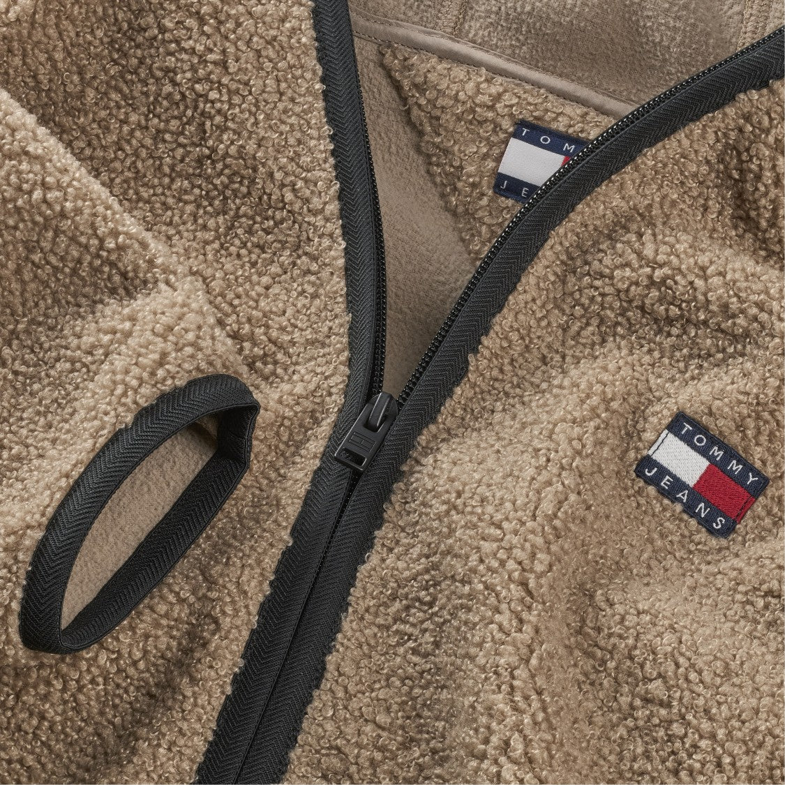 Tommy Jeans Textured Beige Sherpa Hoodie
