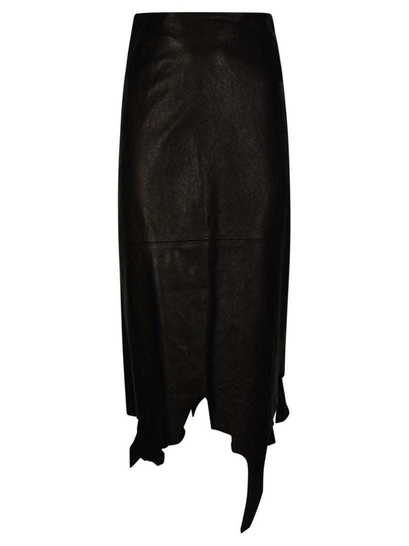 Diesel Asymmetrical Jagged Hem Leather Skirt