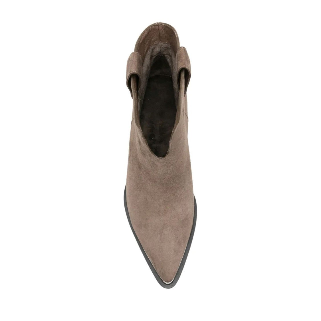 Adrianna Feretti Brown Pointed Toe Metallic Cap Suede Boots