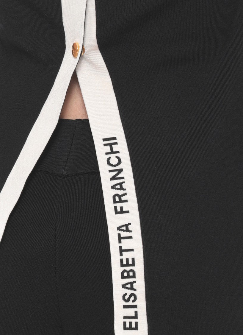 Elisabetta Franchi Black Logo Button Viscose Tank Top