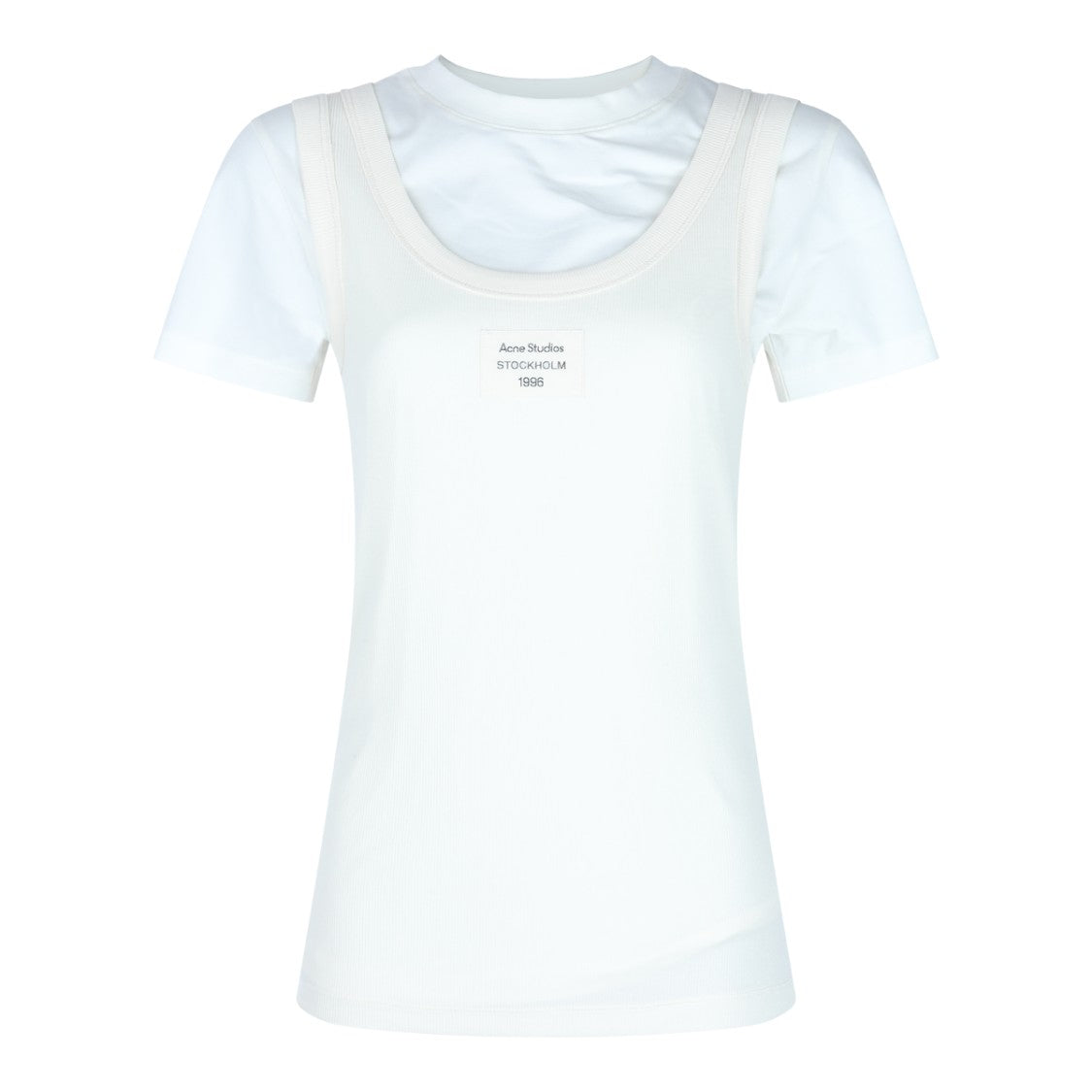 Acne Studios Layered White T-Shirt And Ribbed Tank Top Ensemble