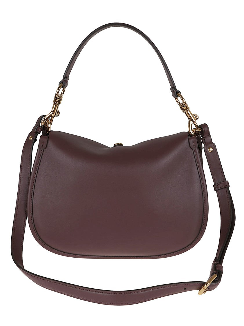 Etro Curved Burgundy Leather Crossbody Hobo Bag