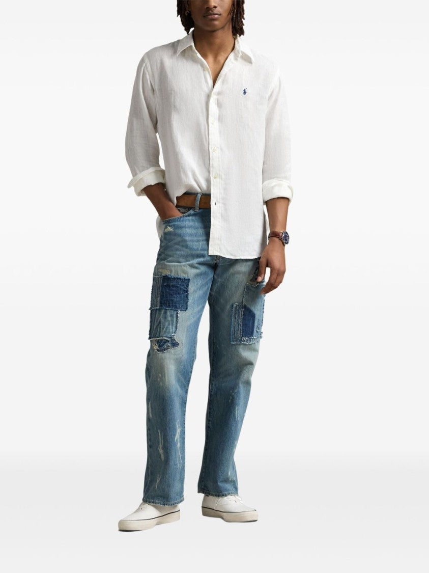 Polo Ralph Lauren Linen Long-Sleeved Shirt With Signature Embroidery