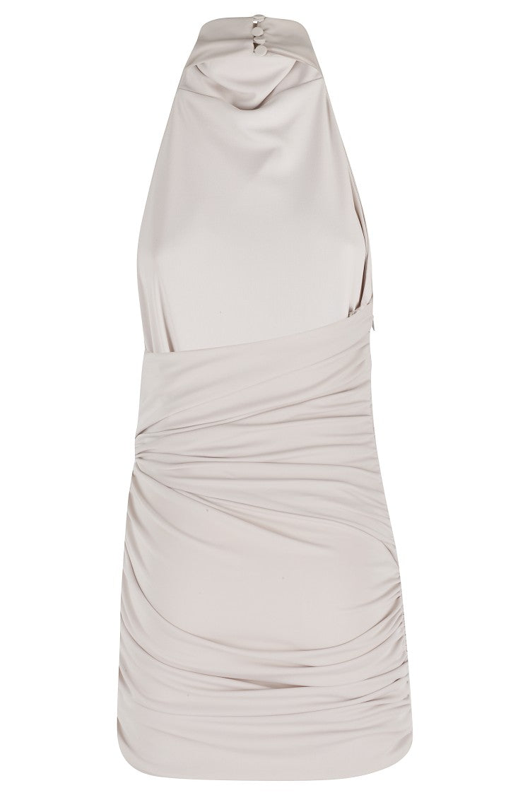 The Andamane Stella Beige High-Neck Mini Star Dress
