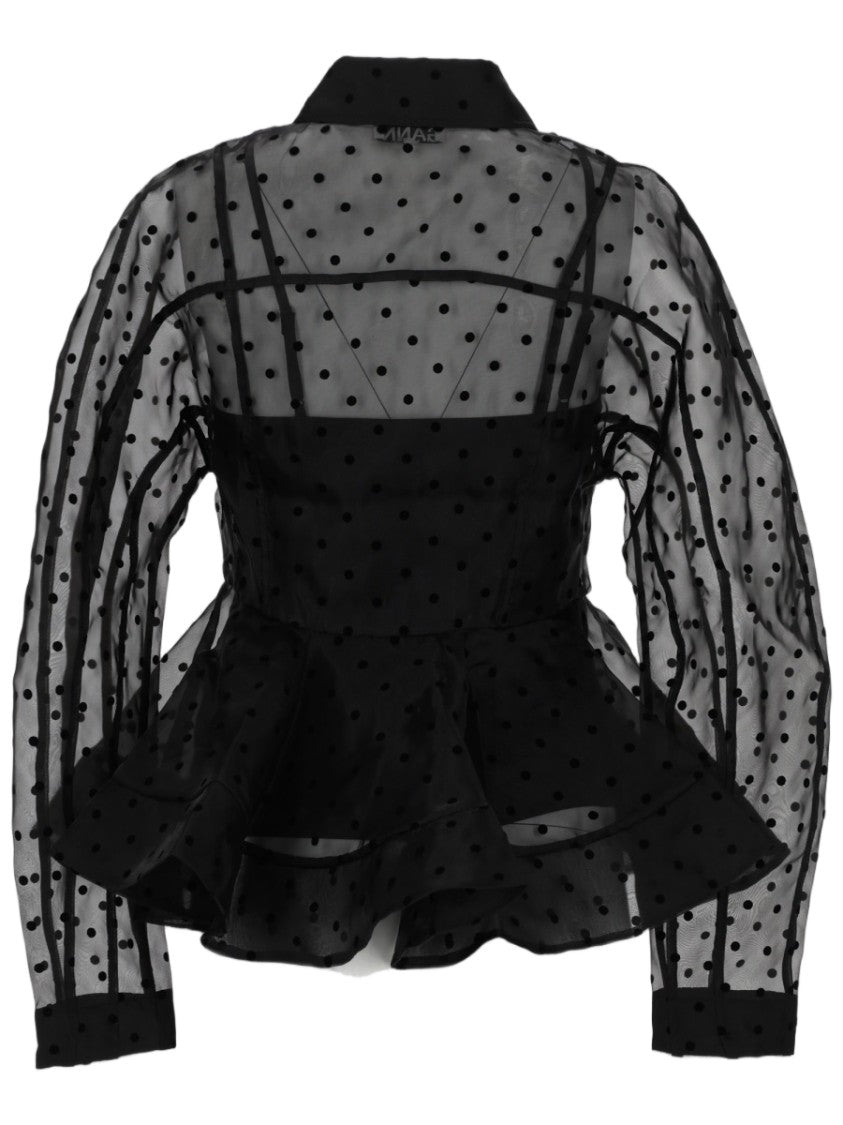 Ganni Peplum Organza Polka Dot Blouse