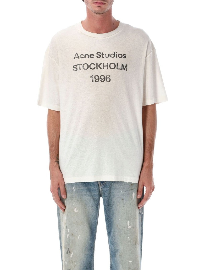 Acne Studios Cropped T-Shirt With Gradient Fabric And Centered Print