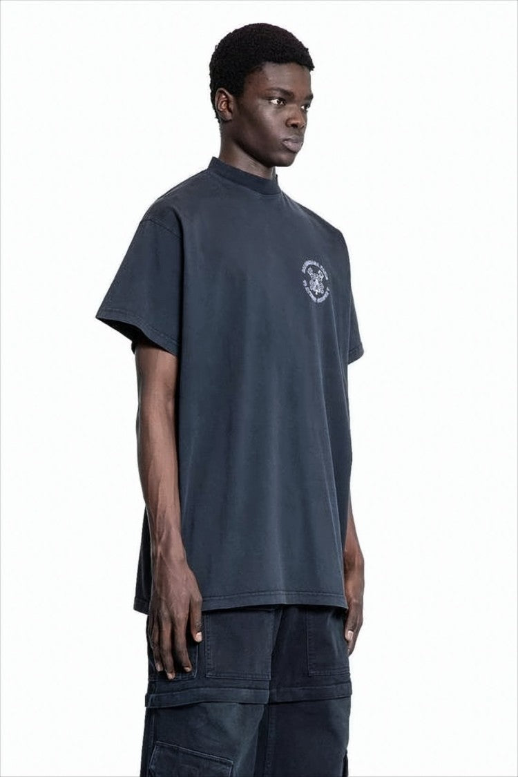 Balenciaga Loose-Fitting Black T-Shirt With High Neckline
