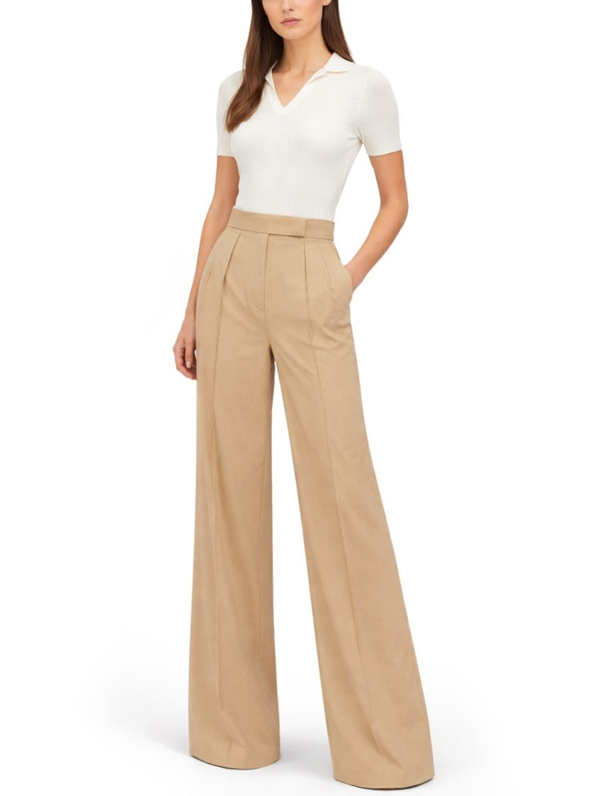 Max Mara Wide-Leg Virgin Wool Pants With Clean Waistband