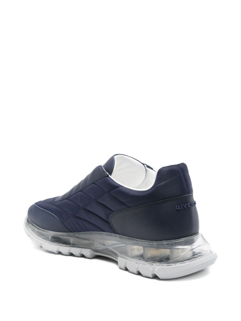 Givenchy Blue Quilted Pattern Lace Up Sneakers