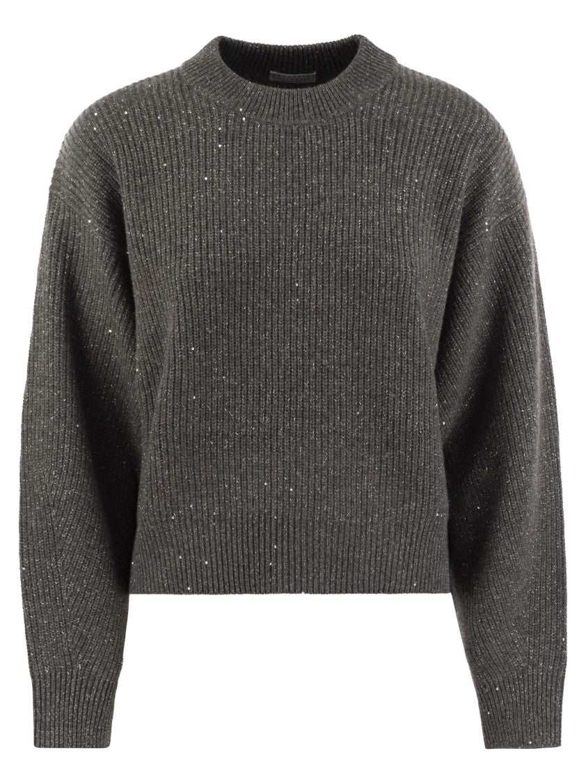 Brunello Cucinelli Dazzling Ribbed Sweater In Cashmere And Wool