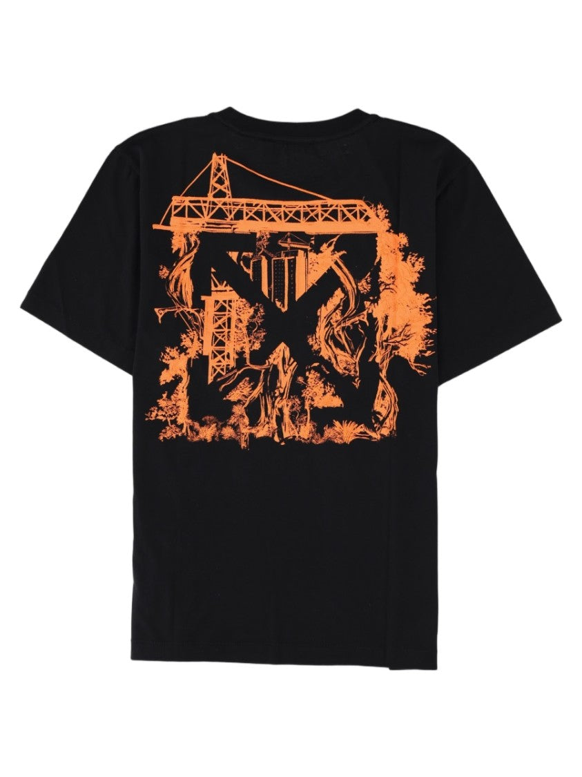 Off-White Black Graphic Printed Cotton T-Shirt